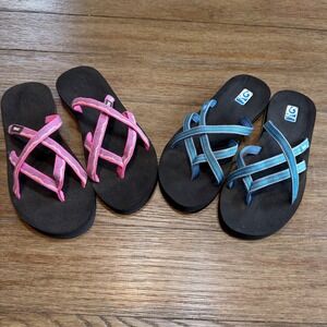Teva Mush Mandalyn Wedge Ola 2 Sandals Lot of 2 Pink Blue Womens 9 6840 6840B